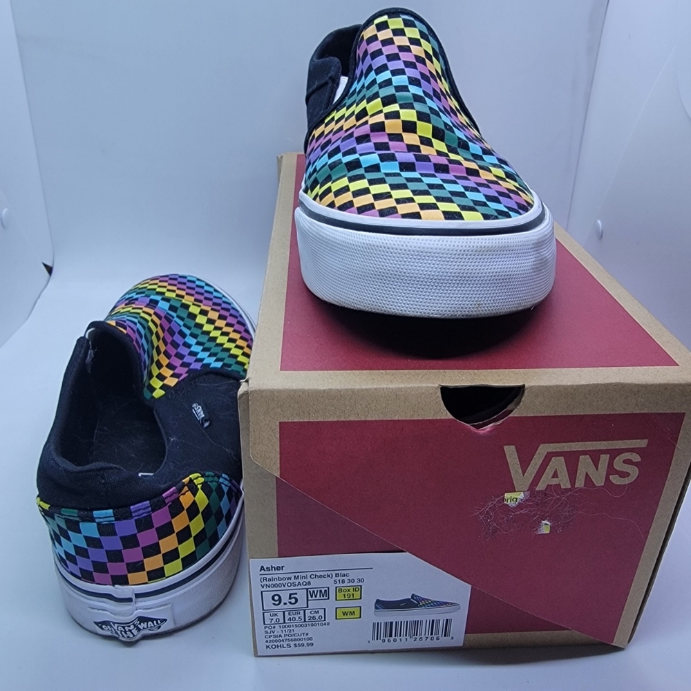 Vans Rainbow Slip On Skate Shoes Excellent Condition Size 9.5W